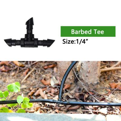 China Plastic Raindrip 1/4 Inch Barbed Tubing Connectors 4mm Fit Tee For Garden Irrigation Micro Drip Hose for sale