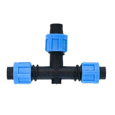 China Plastic Agriculture Irrigaiton Farm Irrigation Tape Fittings Irrigation Lock Tee Drip Tape Fitting for sale