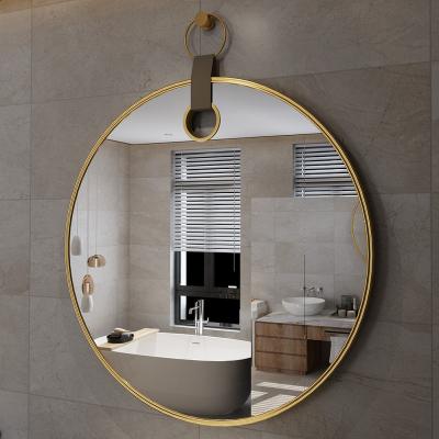 China Modern Luxury Living Room Decorative Wall Mounted Round Metal Mirror For Bathroom for sale