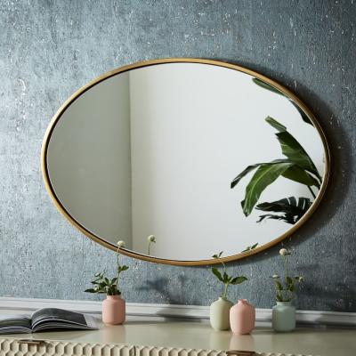 China Modern OEM Europe Style Home Bed Room Shape Hotel Oval Wall Mirror Hanging Makeup Mirror for sale