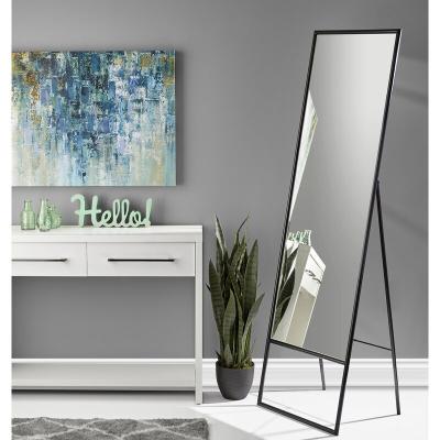 China New Arrival Modern Design Modern Lighted Mirror Portable Metal Living Room Mirror Rectangle Standing Dressing Mirror for sale