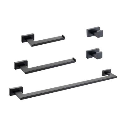 China Good Quality Hot Sale Modern Viable Matte Black Wall Mounted 5 Piece Bathroom Hardware Set for sale