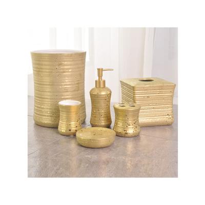 China Sustainable Home Decoration High Quality Design Ceramic Bathroom Accessories Set Gold for sale