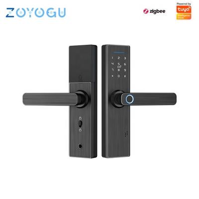 China Home Hotel Apartments Office Foshan Manufacturer Security Low Power Consumption Bluetooth Fingerprint Handle Lock WIFI Zigbee Smart Home Lock for sale