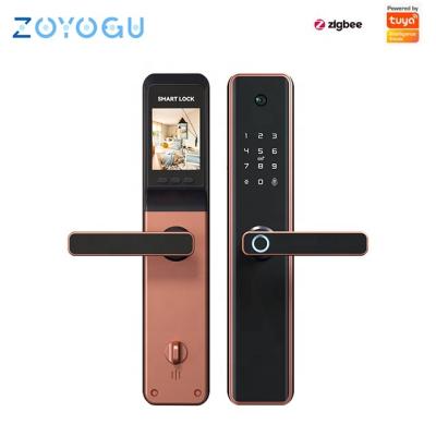 China Home Hotel Apartments Office Multi-fonction Smart Keyless Password Handle Lock App Fingerprint Smart Door Lock For Home With Camera for sale