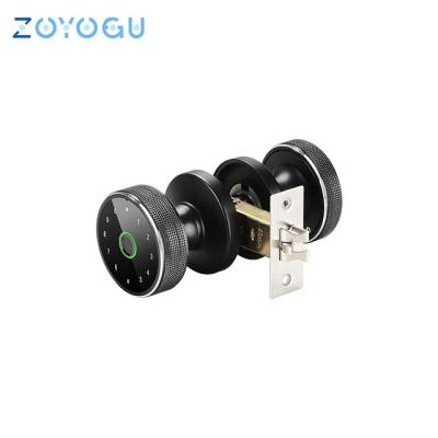 China Home Hotel Apartments Office Factory Wholesale Modern Security Round Shaped Handle Smart Knob Fingerprint Door Lock With TUYA App for sale