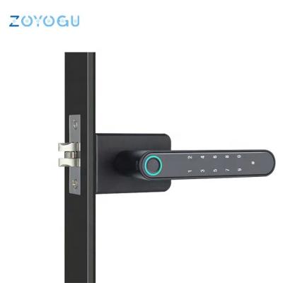 China Home Hotel Apartments Office 2022 New Design Biometric Fingerprint Lock Security Smart Door Lock TUYA App Password Key Unlock For Glass Door for sale