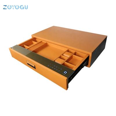 China Home Safety New Design High End Leather Smart Storage Box Intelligent Drawer Home Safe for sale