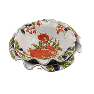 China HS Series Sustainable Luxury Pomegranate Gold Ceramic Painting Set With Two Bowls Of Candy Bowls, Fruit Bowls, And Dried Fruit Bowls for sale