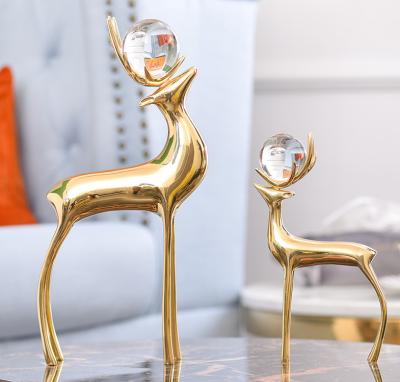 China Deer Cabinet Porch Wine Cabinet Christmas Decorations Light Luxury Pure Copper Home Ornaments Brass Home Accessories for sale