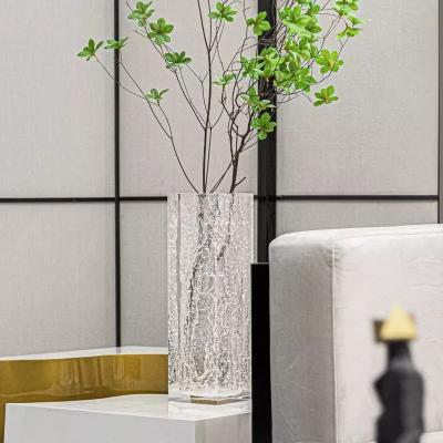 China Home Long Flower Texture Trunk Tree Flower Resin Color Crystal Vase Simple Creative Transparent Light Luxury Decoration Light for sale