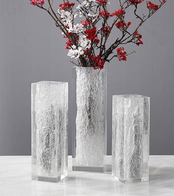 China Home Long Flower Texture Trunk Tree Flower Resin Color Crystal Vase Simple Creative Transparent Light Luxury Decoration Light for sale