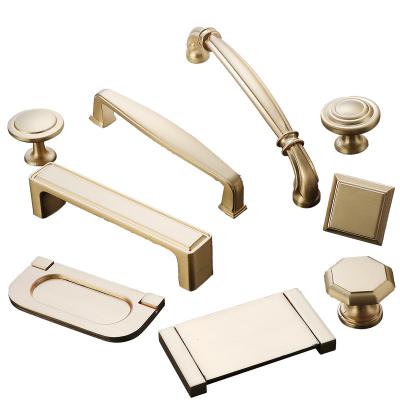 China Custom Modern Zinc Alloy American Minimalist Gold Handle European Drawer Wardrobe Cabinet Door Handle for sale