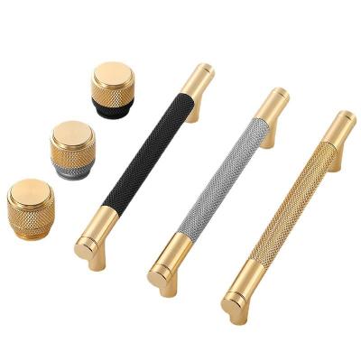 China Modern Zinc Alloy Handle Two Color Custom Gold Cabinet Door Handle Wardrobe Drawer Handle Cabinet Wine Cabinet Simple Light Luxury Eu for sale