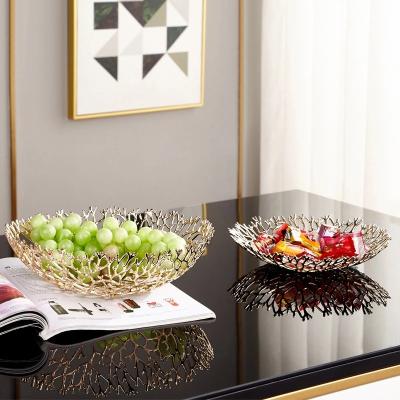 China Creative modern pure light luxury fruit plate metal cavity personality living room home for sale