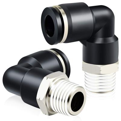 China Construction Material Stores PL Male Elbow 2 Way BSPT Thread PL 8-N2 Air-Tube Pneumatic Fittings for sale