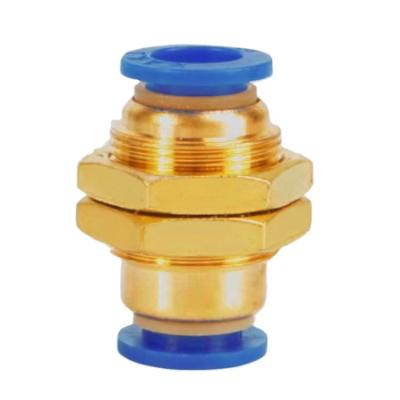 China XAKJ P.M. Series Bulkhead Flattening Tube-to-Tube Straight Brass Pneumatic Adapter Connector Pneumatic Fittings for sale