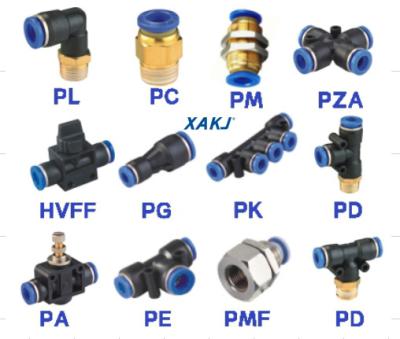 China Building Material Shops XAKJ Plastic Blue 3 Way Tee Equal Type Pneumatic Tube-to-Tube Adapter Flattening PE Equal Fitting for sale