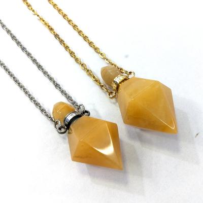 China Natural Faceted Crystal Jade Perfume Bottle Pendant BOHEMIA Point Perfume Bottle Pendant Necklace Chakra Diffuser for sale