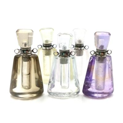 China Natural Chakra Crystal Quartz Essential Oil Bottles Pendant Jewelry BOHEMIA Perfume Bottle Gemstone Pendants for sale