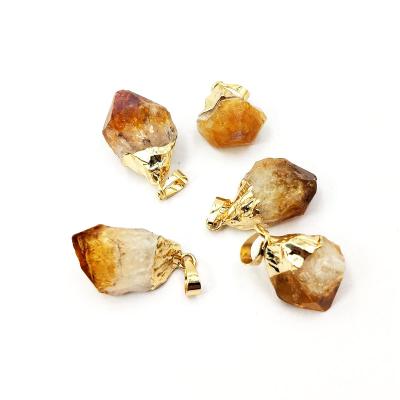 China Druzy Crystal Jewelry Raw Stones Geode Citrus Pendant Natural Citrine Pendants For Women Gift for sale