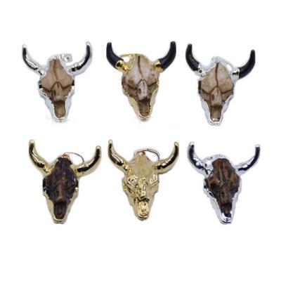 China BOHEMIA Cattle Horn Ox Horn Popular Resin Head Head Pendant Pendent Charm Jewelry For Hip Hop Necklace Making for sale