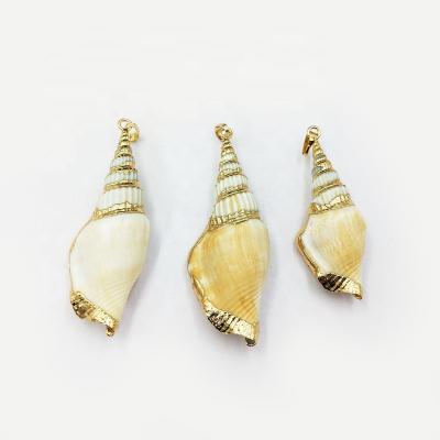 China Fashion Lovely Shell Conch Pendant Beads Big Gold Plated Sea Snail For Making Necklaces Jewelry for sale