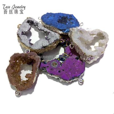 China Natural Natural Gemstone Cuts Mixed Natural Sliced ​​Gemstone Cuts Mixed Geode Druzy Jewelry Stone Sliced ​​Connector For Women for sale