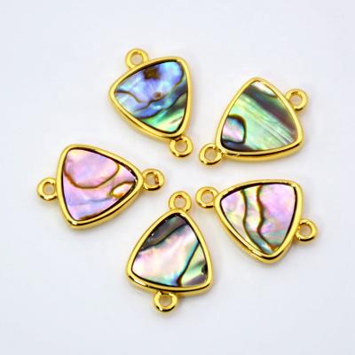 China Wholesale CLASSIC natural triangle abalone shell connector gemstone dangle pendants charms bracelet DIY jewely for sale