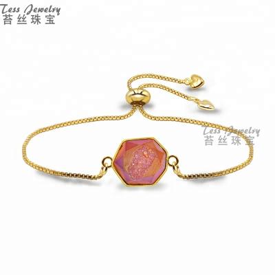 China China Wholesale Druzy Rose Bracelet Factory Natural Chian Druzy Bracelet Chain Jewelry Gemstone Gold Charm Bracelets Charm Bracelets for sale