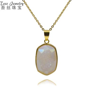 China CLASSIC Hot Sale Opal Multi Color Drusy Geode Hexagonal Necklaces Charm Windows Druzy Wholesale for sale