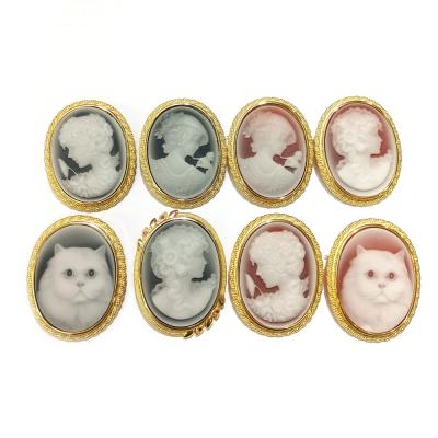 China Wholesale Lady Brooches Vintage Beauty Pin Jewelry Gemstone Cameo Brooch Ladies Elegant Agate Agate Natural Cameo Brooch Beautiful Latest for sale