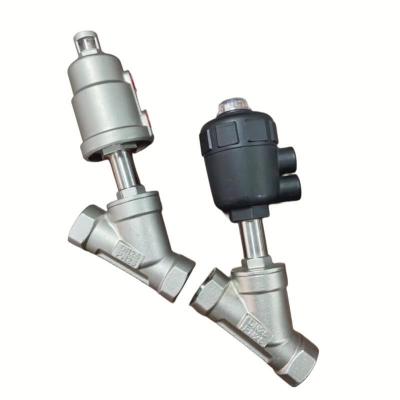 China Versatile Plastic Actuator Pneumatic Angle Seat Valve with NPT/BSPP Thread Connection for sale