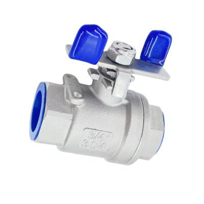 China 304/316 Stainless Steel Two-Piece Female Thread Ball Valve with Butterfly Handle for sale