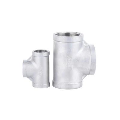 China Stainless Steel 304 Pipe Fitting Forging Thread Equal Tees Customizable and Durable for sale