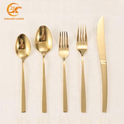 China New Viable High Quality Stainless Steel Silverware Set 5 Pcs Spoons Forks And Knives Wedding Gold Flatware For Events Gift for sale