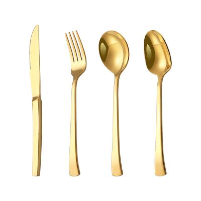 China Wholesale Viable Sustainable Kitchen Flatware Reusable Silverware Gold Stainless Steel Cutlery Set For Wedding for sale