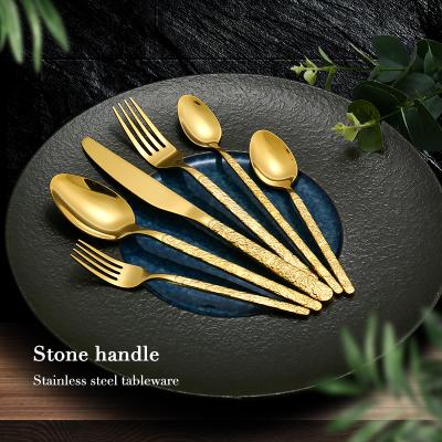 China Wholesale Reusable Reusable Fork And Spoon Flatware Stainless Steel Cutlery Titanium Gold For Wedding for sale