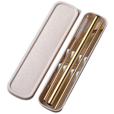 China Custom Viable LOGO Metal Straw Stainless Steel Boba Custom Straws Set Wholesale Reusable Straws With Case for sale