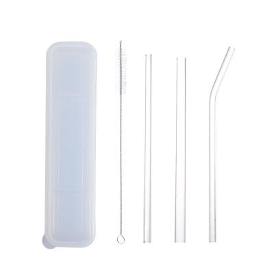 China Reusable Straw Glass Drinking Case Custom Logo Portable Glass Straw Cleaning Brush Set With High Viable Borosilicate Wholesale for sale