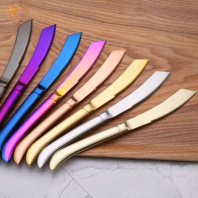 China Viable Wholesale Stainless Steel Heavy Iridescent Steak Knife For Hotel Restaurant Party for sale