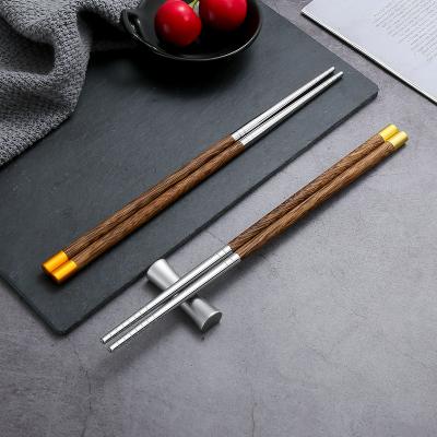 China Sustainable Korean Wooden Chopsticks Set Reusable Stainless Steel Metal Eco - Friendly Chinese Bamboo Chopsticks for sale