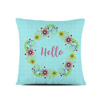 China Creative Home Decor Wish Words Pattern Beige Cotton Canvas Tile Covers Case Cushion Cover 50X50cm for sale