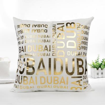 China Home Decor Decorative Couch White Velvet Pillow Cases Live Laugh Love Dream Rose Cushion Cover Gold Stamping for sale