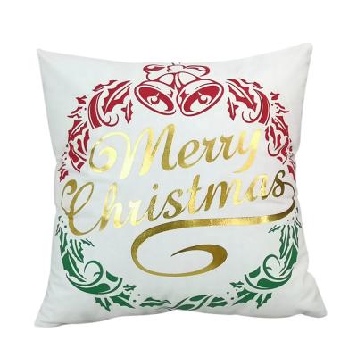 China Home Decorative Decor Gold Stamping Snowflakes Merry Christmas Tile Case Cushion Cover 18x18 Inch for sale