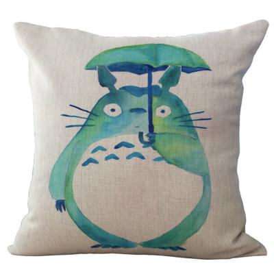 China Home Decor Digital Printing Totoro Anime Japan Manga Throw Pillows Covers Square Canvas Cushion Cover For Sofa for sale