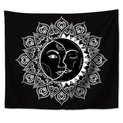 China Simple Custom Sizes With Sun And Moon Zodiac Tapestry Wall Hanging Black for sale