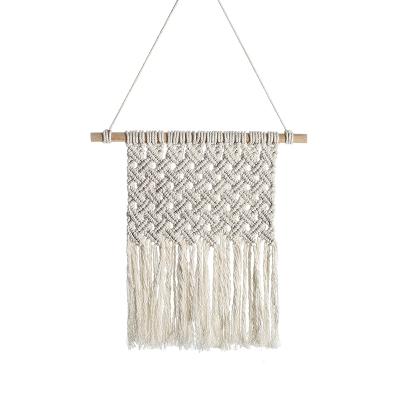 China Large Handmade Woven Geometric Macrame Tapestry Bohemian Wall Hanging Cotton Nordic Simple Woven Tapestry for sale