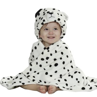 China Ultral Anti-pilling Baby Hooded Towels Portable Fleece Soft Cute Animal Kids Wrap Baby Blanket With Hooded for sale