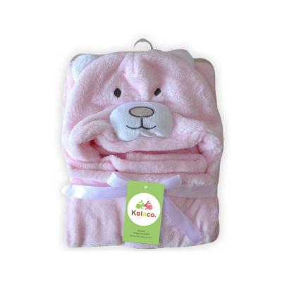 China Baby Anti-pilling Towel Wrap Hooded Flannel Coat Cute Animal Face Cartoon Receiving Toddler Plannel Blanket for sale